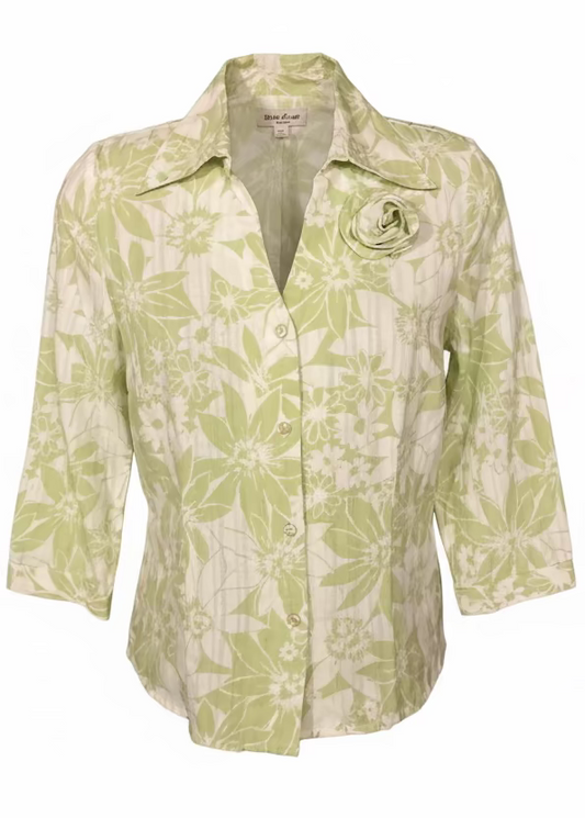 Y2K lime floral shirt