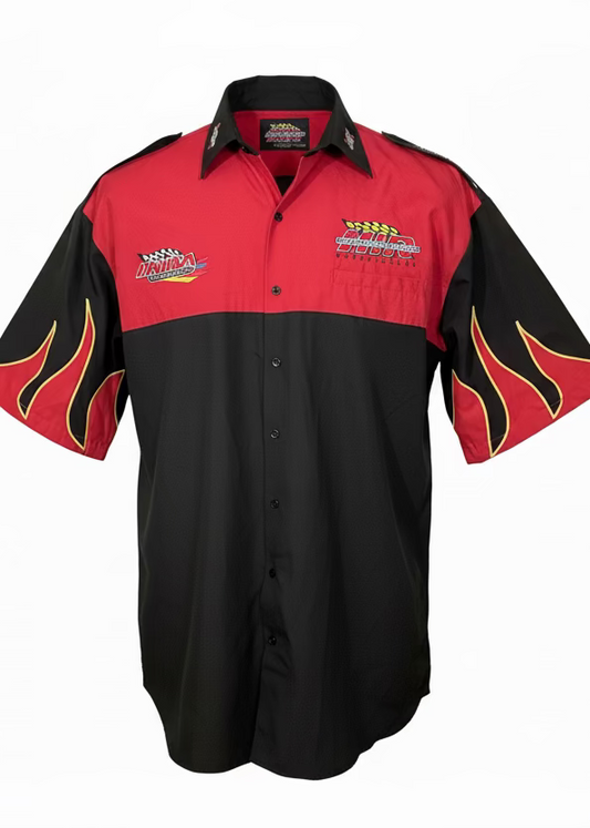 Flame drag car racing mens shirt