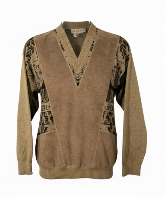 80s men’s suede panel knit