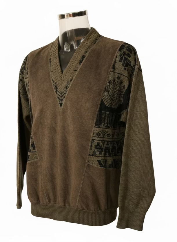 80s men’s suede panel knit