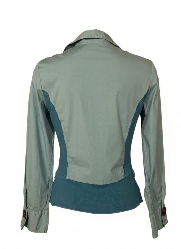 Y2K embroidered blue shirt