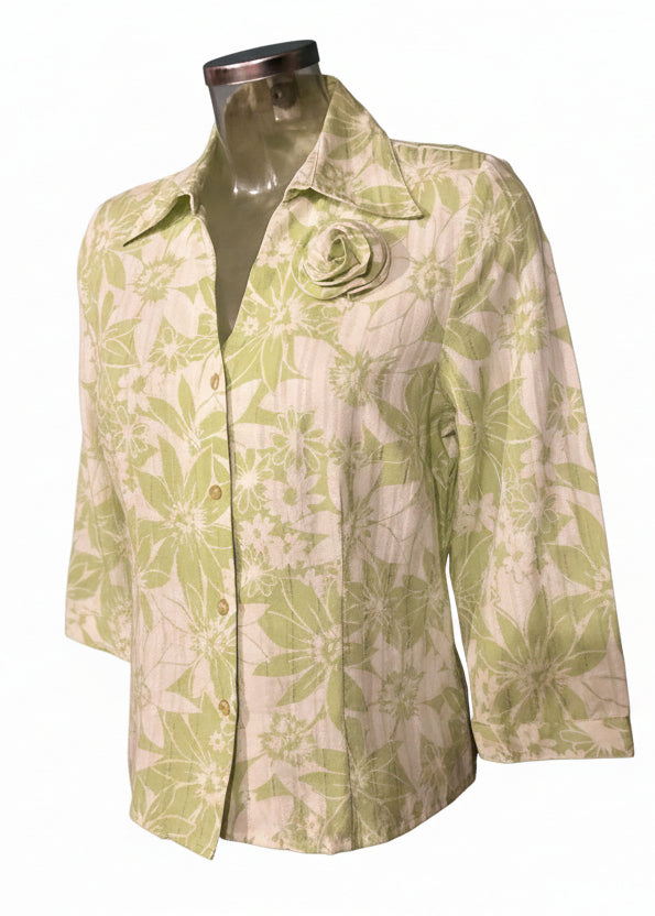 Y2K lime floral shirt