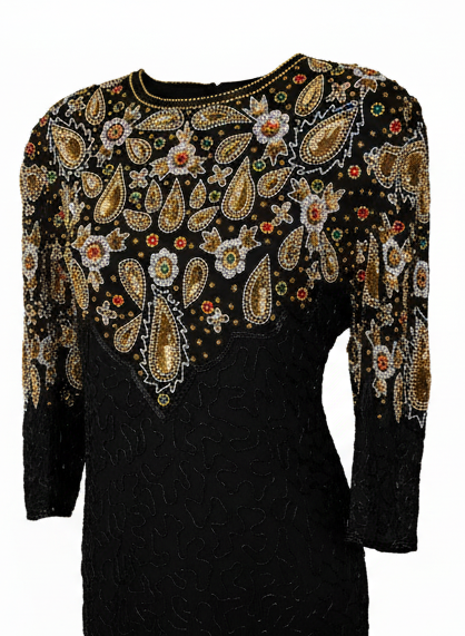1980s full sequin party dress jewel details  image 1